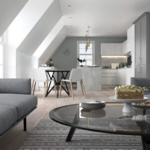 Strada Gloss White and Aldana Dust Grey_Kitchen